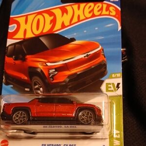 Hot Wheels Red Chevrolet Silverado Ev Die-Cast Car